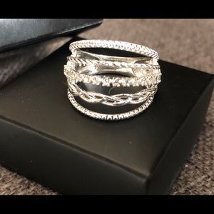 Sterling Silver 925 CZ Mixed 5 Row ring size 6